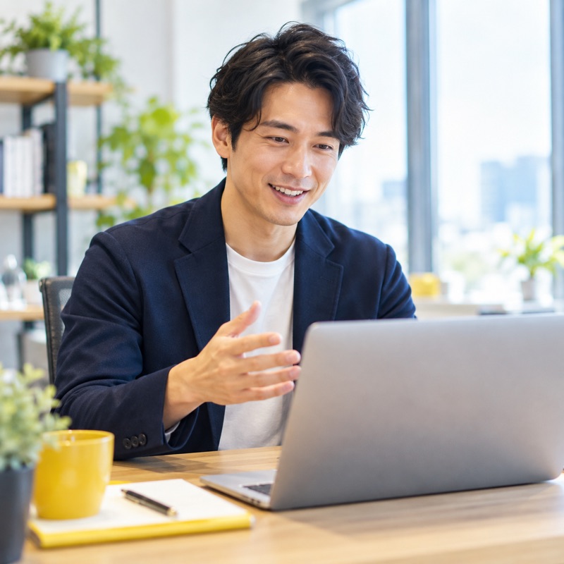 ビデオ通話でメンターから1対1のアドバイスを受ける受講生